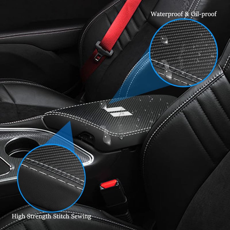 YOFAMO for Dodge Challenger 2015-2023 Car Armrest Cover Waterproof Center Console Pad Covers Scratch Resistance Box Cover Leather Protector Pad Decoration Accessories(Carbon Fiber + Black) - Image 5